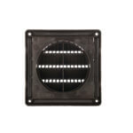 Black plastic square wall vent with horizontal slats for ventilation