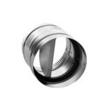 Side view of FAMCO butterfly backdraft damper while open, in galvanized steel.