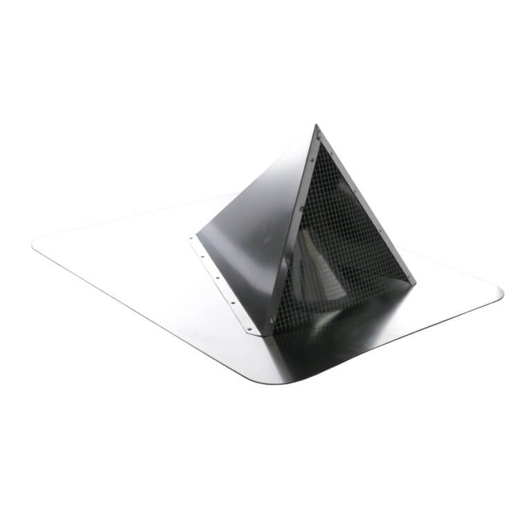 High quality cricket flashing AKA snow splitter side view. Galvanized steel.