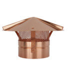 Side view of FAMCO cone top chimney cap with screen in copper.