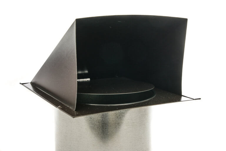 Inside view of FAMCO Painted Wall Vent with Damper and No Screen in galvanized steel.