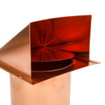 Inside view of FAMCO hooded wall vent with damper (no screen) in copper.