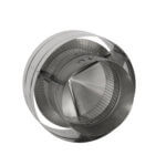 Stainless steel inline backdraft damper with a mesh screen for HVAC systems.