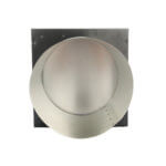 Metal wall vent with a circular opening and square mounting plate.