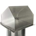 Galvanized steel wall vent with protective wire mesh.