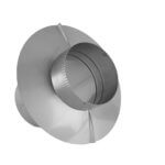Round galvanized steel transition fitting for ductwork connections.