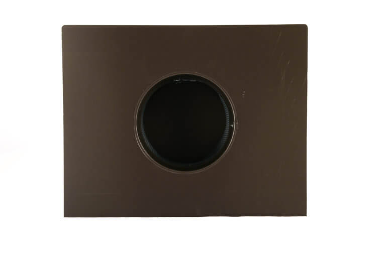 Bottom view of a JVBK duct transition piece with a circular opening, designed for optimal airflow.