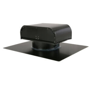 Close-up of a black roof vent, showcasing its sturdy construction for efficient air circulation
