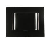 Top view of a black roof vent, designed for optimal air flow and protection.