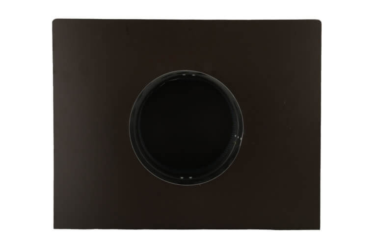 Bottom view of a brown roof vent with a circular opening.