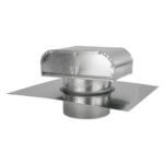 Galvanized steel HVAC vent cap with a flat base, designed for efficient airflow in HVAC systems, shown in a side view.