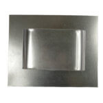 Top view of a galvanized steel HVAC vent cap with a raised rectangular section.