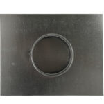 Underside of a galvanized HVAC vent cap featuring a round duct connection.