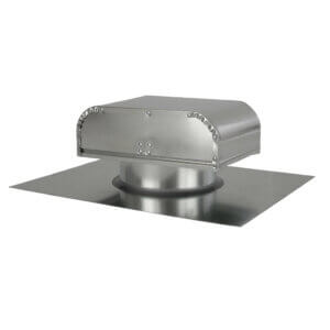 Galvanized J vent cap with a flat base and rounded top for secure duct attachment.