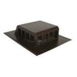 Side view of a brown low-profile roof vent with louvered sides and a flat base.