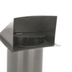 Inside diagonal view of FAMCO Hooded Wall Vent with Screen and Damper in aluminum.