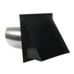 Hooded Wall Vent with Screen and Damper &ndash; Painted - 6 inch, Black