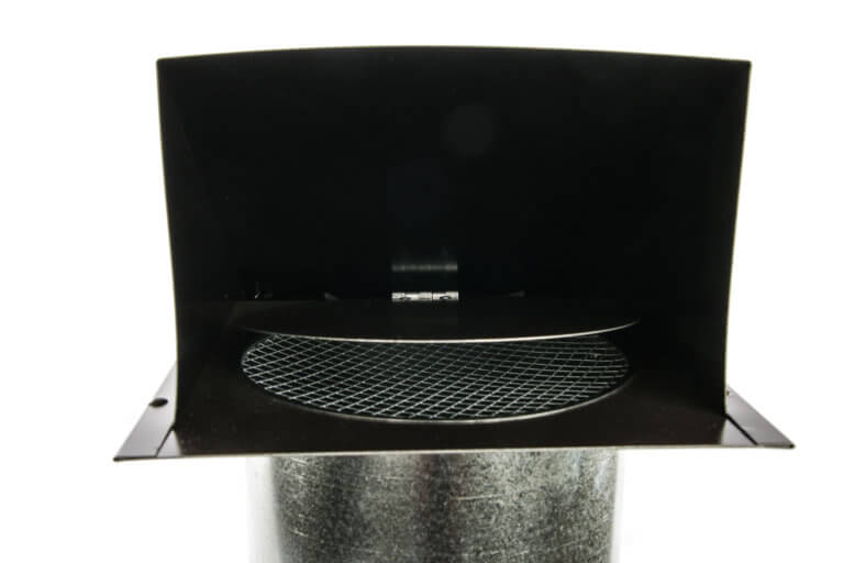 FAMCO Hooded Wall Vent with Screen and Damper – Painted Steel (Front View)