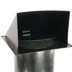 Inside shot of FAMCO Hooded Wall Vent with Screen and Damper in brown painted steel.