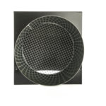 Black hooded wall vent with mesh screen, without damper.