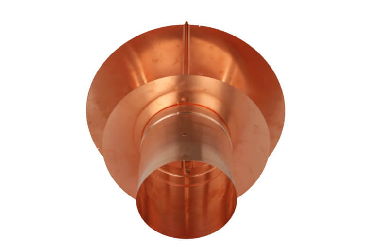 Bottom view of a copper Universal Chimney Cap.