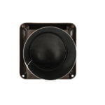 Underside of a plastic dryer vent hood with integrated damper.