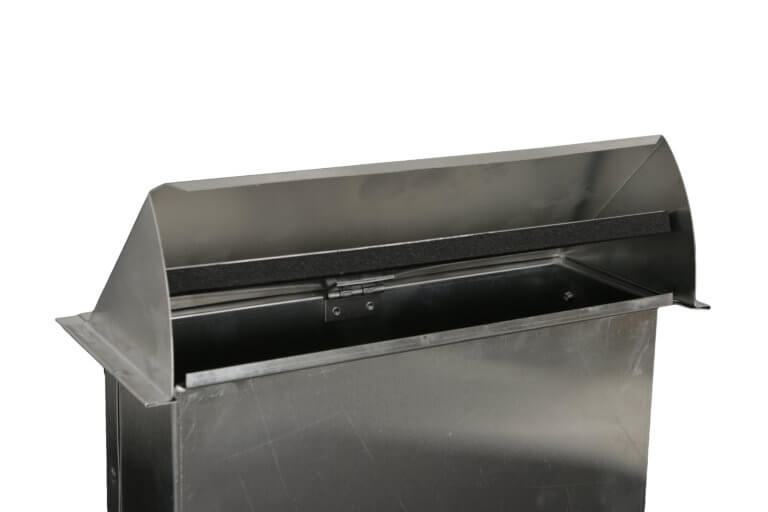 Side angle of 3-1/4 in. x 10 in. aluminum wall vent.