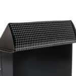 Side view of painted rectangular wall vent with screen.