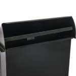 Side view of rectangular wall vent, painted, without screen.