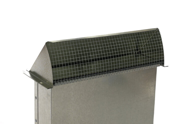 Side view of galvanized wall vent with screen.