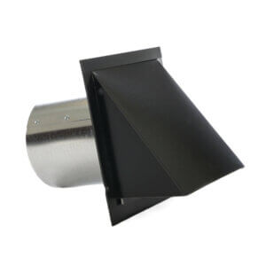 Wall vent with a short tube, featuring a hood, screen, damper, and gasket.