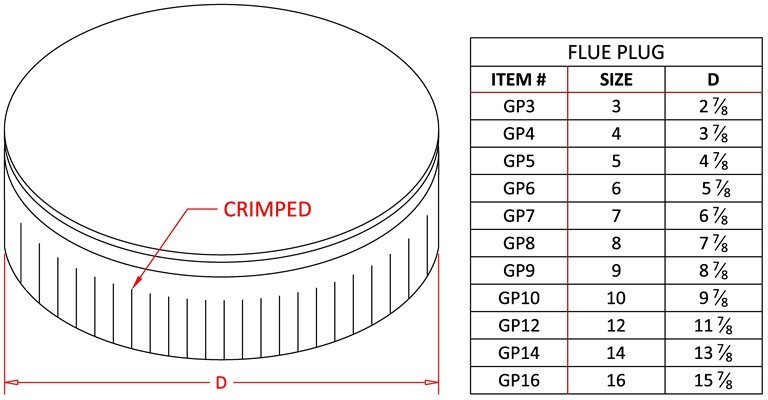 Flue Plug with Crimp - Aluminum-1439
