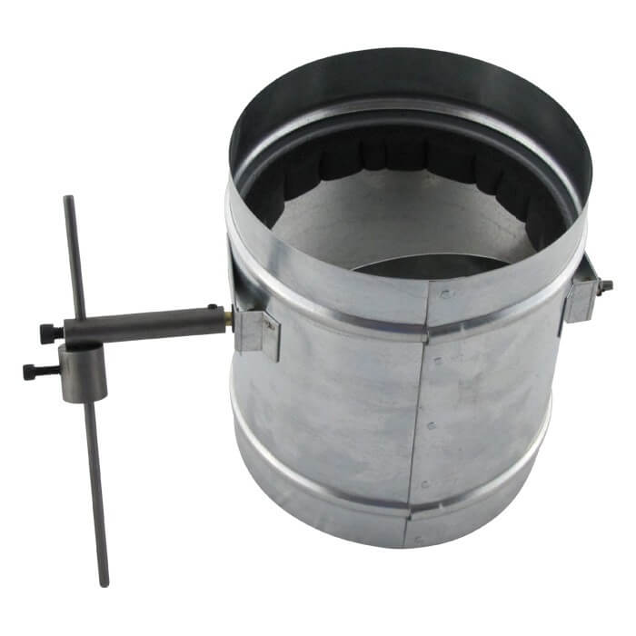 Side view of FAMCO Pressure Relief / Barometric Damper in galvanized steel.