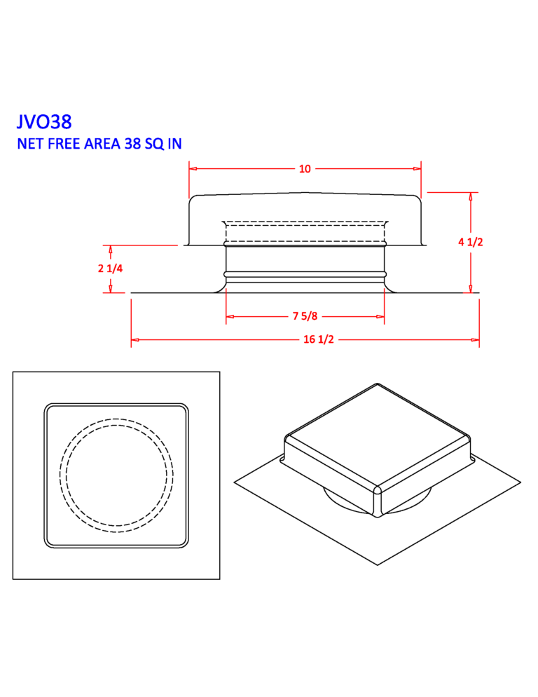 FAMCO Roof / Attic Vent – 38 sq . in. Net Free Area (Specifications)