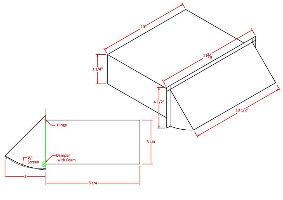 Rectangular Wall Vent 3-1/4 in. x 10 in. - Copper-1334