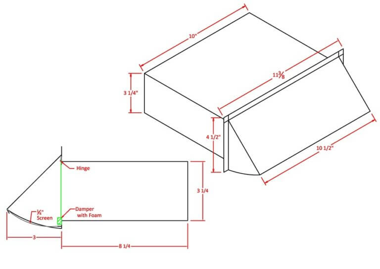 Rectangular Wall Vent 3-1/4 in. X 10 in. - Galvanized-1486