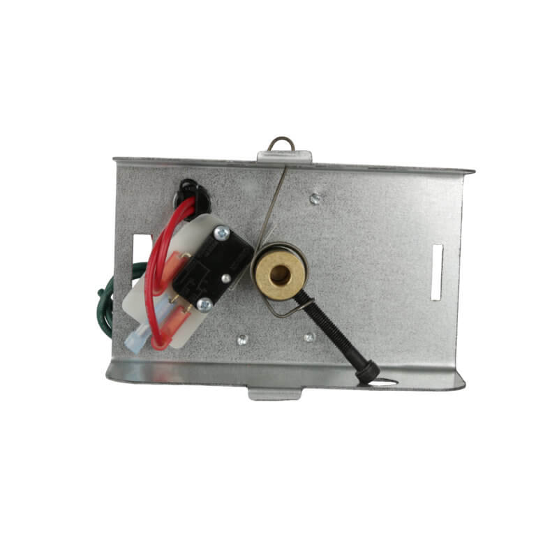 Back view of a damper motor with wiring and spring mechanism.