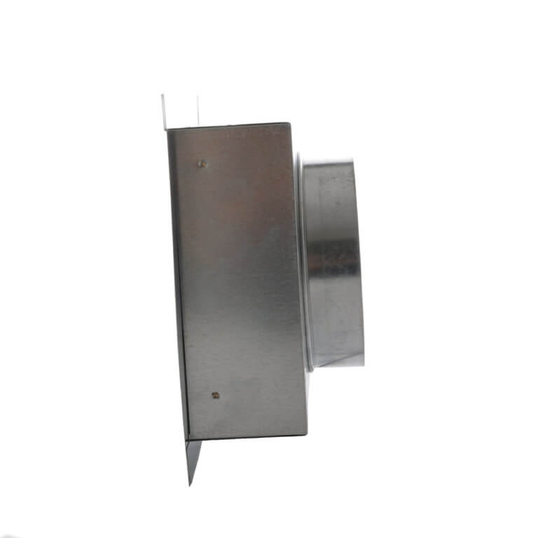 Side view of a Louvered Gable Vent featuring a round transition.