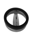 Top-down shot of FAMCO Inline Butterfly Backdraft Damper in galvanized steel.