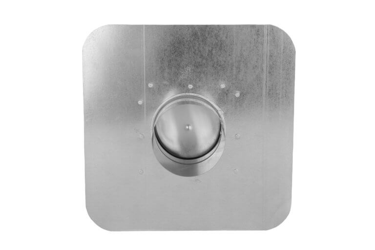 Bottom view of a galvanized Goose Neck Exhaust Roof Vent with extension.