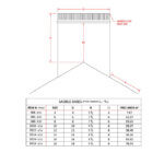 Diagram showing saddle bases with a detailed size and pitch range table.