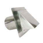 Side view of FAMCO hooded wall vent with screen and stucco ring in galvanized steel.