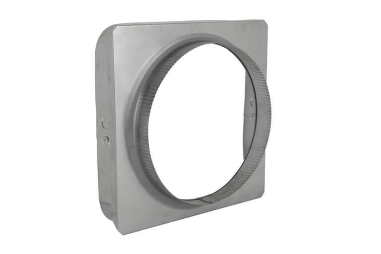 Stainless steel Masonry to Metal Chimney Transition, top view showing the circular fitting.