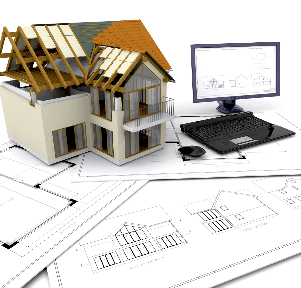 model of home under construction