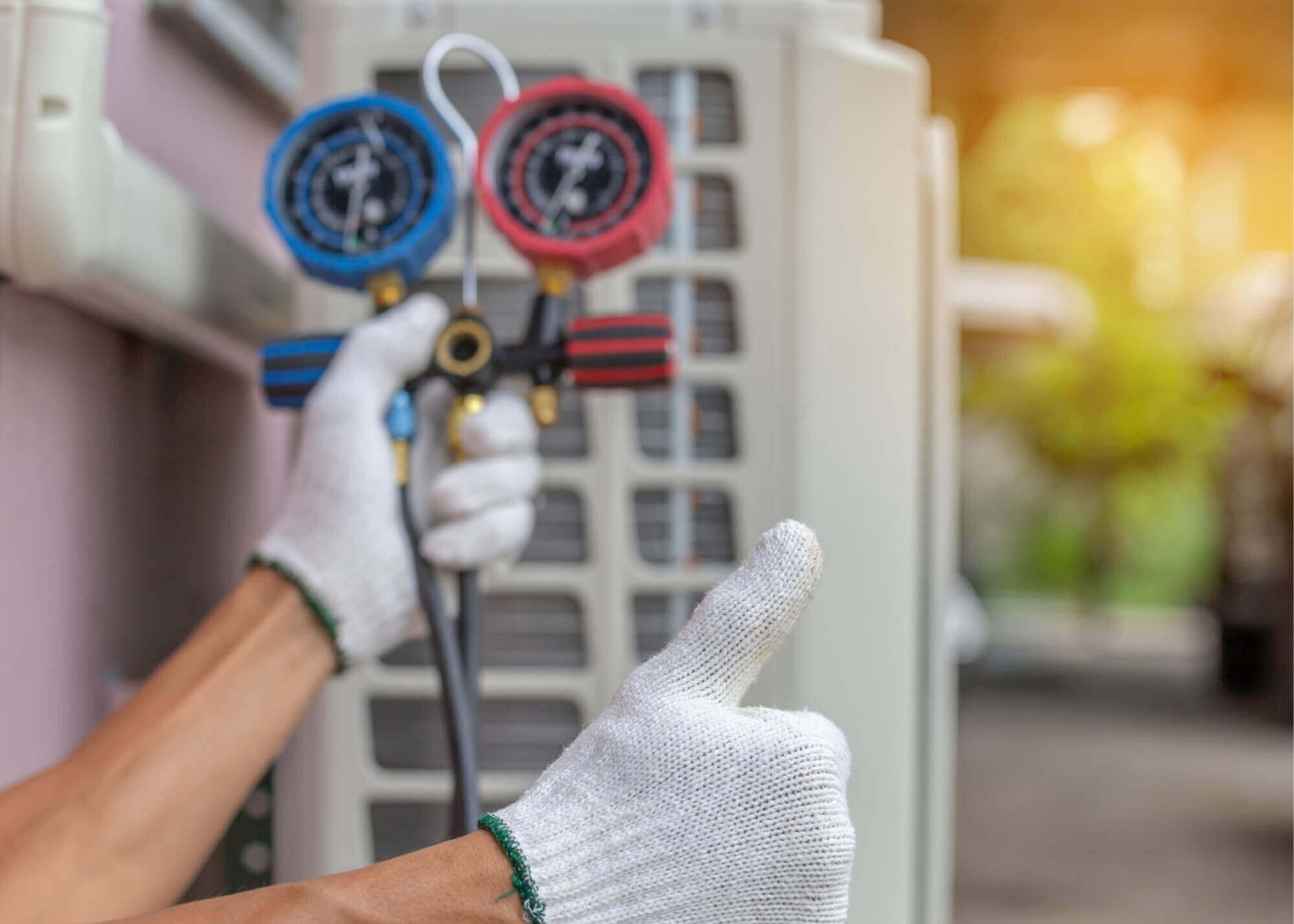 installing new air conditioner with professional
