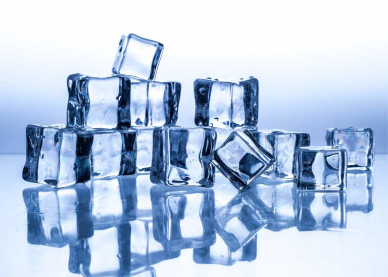 close up of ice cubes
