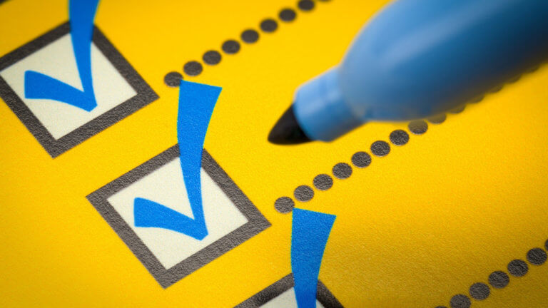 checklist with felt pen